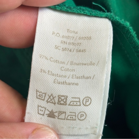 Boden Green Pants with Pink Polka Dot Lining 4 petite - Picture 4 of 11